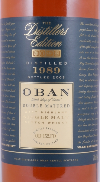 Oban 1989 14 Years Distillers Edition 2003 Special Release OD 152.FO Highland Single Malt Scotch Whisky 43.0%