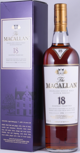 Macallan 1994 18 Years Sherry Oak Highland Single Malt Scotch Whisky 750ml Remy Cointreau NY 43,0%