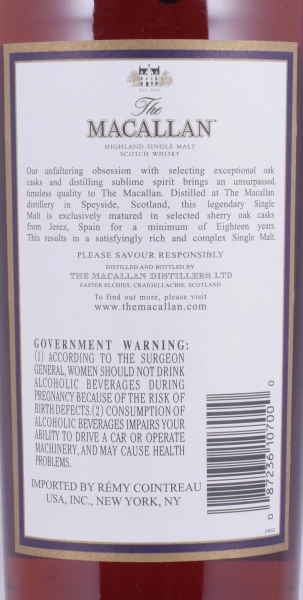 Macallan 1994 18 Years Sherry Oak Highland Single Malt Scotch Whisky 750ml Remy Cointreau NY 43,0%