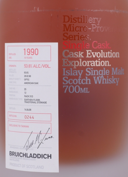 Bruichladdich 1990 19 Years American Oak Cask No. 23 Micro-Provenance Islay Single Malt Scotch Whisky 53.8%