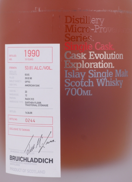 Bruichladdich 1990 19 Years American Oak Cask No. 23 Micro-Provenance Islay Single Malt Scotch Whisky 53,8%