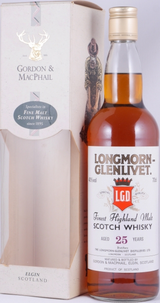 Longmorn 25 Years Gordon and MacPhail Licensed Bottling Finest Highland Single Malt Scotch Whisky 40.0%