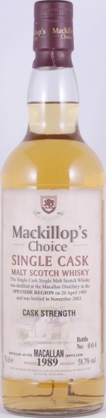 Macallan 1989 14 Years Oak Cask Mackillops Choice Single Cask Speyside Single Malt Scotch Whisky 58.7%