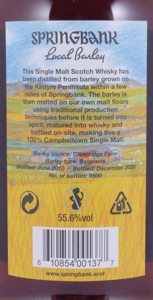 Springbank 10 Years Local Barley Release 2020 Oloroso Sherry Casks Campbeltown Single Malt Scotch Whisky 55.6%