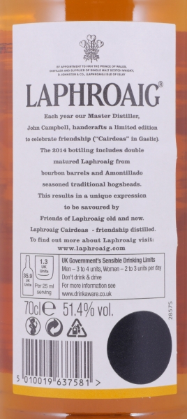 Laphroaig Cairdeas Feis Ile 2014 Limited Edition Islay Single Malt Scotch Whisky Cask Strength 51.4%