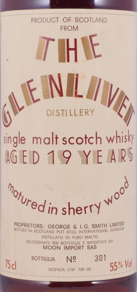 Glenlivet 19 Years Sherry Wood Half Moon First Collection Moon Import Speyside Single Malt Scotch Whisky 55,0%