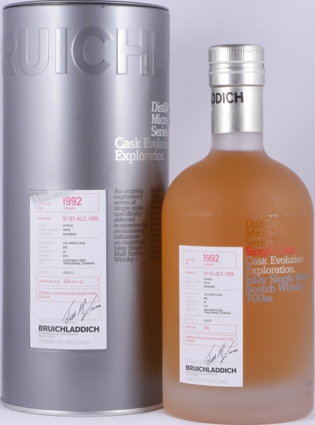 Bruichladdich 1992 19 Years Bourbon/Calvados Cask No. 005 Micro-Provenance Single Cask Islay Single Malt Scotch Whisky 51.6%