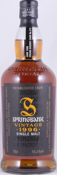 Springbank 1996 13 Years Cream Sherry Cask No. 272 Campbeltown Single Malt Scotch Whisky Cask Strength 55.2%