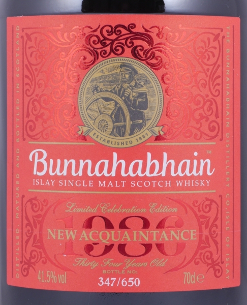 Bunnahabhain 1986 34 Years New Acquaintance Release 2020 Oloroso Sherry und American Oak Casks Islay Single Malt Scotch Whisky 41,5%