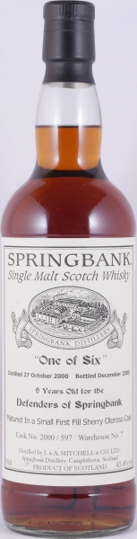 Springbank 2000 9 Years Small First Fill Oloroso Sherry Cask No. 2000/597 Campbeltown Single Malt Scotch Whisky 45,4%