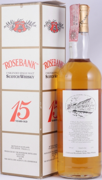 Rosebank 15 Years The Distillers Agency Edinburgh für Zenith Milano Unblended Lowland Single Malt Scotch Whisky 50,0%