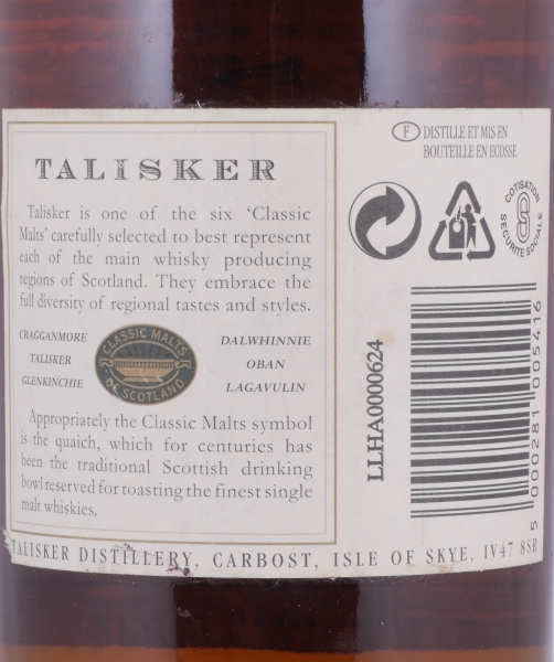 Talisker 10 Years Map Label Classic Malts of Scotland Isle of Skye Single Malt Scotch Whisky 45,8%