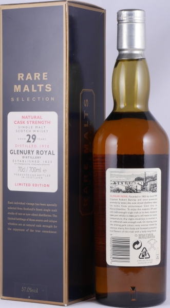 Glenury Royal 1970 29 Years Diageo Rare Malts Selection Limited Edition Highland Single Malt Scotch Whisky Cask Strength 57.0%