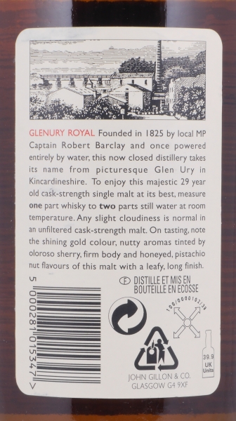 Glenury Royal 1970 29 Years Diageo Rare Malts Selection Limited Edition Highland Single Malt Scotch Whisky Cask Strength 57.0%