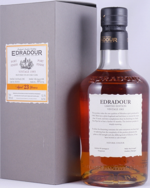 Edradour 1983 23 Years Fresh Port Pipe Finish Cask No. 06/554 Highland Single Malt Scotch Whisky Cask Strength 52.1%