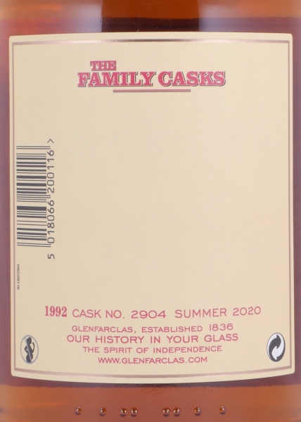 Glenfarclas 1992 28 Years The Family Casks 1st Fill Sherry Butt Cask No. 2904 Highland Single Malt Scotch Whisky 55.9%