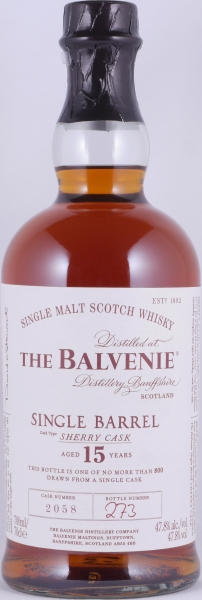 Balvenie 2002 15 Years Single Barrel European Oak Sherry Butt Cask No. 2058 Highland Single Malt Scotch Whisky 47,8%