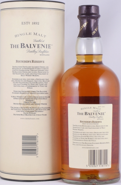 Balvenie 10 Years Founders Reserve Highland Single Malt Scotch Whisky 43.0% 1.0 Litre