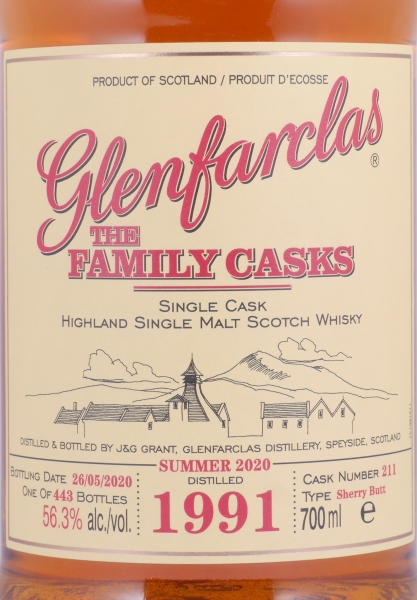 Glenfarclas 1991 29 Years The Family Casks First Fill Sherry Butt Cask No. 211 Highland Single Malt Scotch Whisky 56,3%