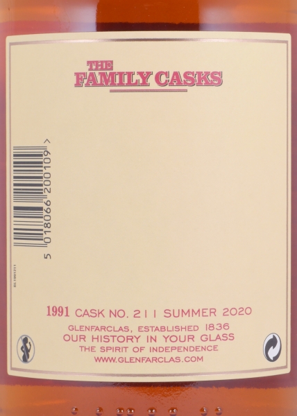 Glenfarclas 1991 29 Years The Family Casks First Fill Sherry Butt Cask No. 211 Highland Single Malt Scotch Whisky 56,3%