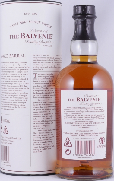 Balvenie 2005 15 Years Single Barrel European Oak Sherry Butt Cask No. 15651 Highland Single Malt Scotch Whisky 47,8%