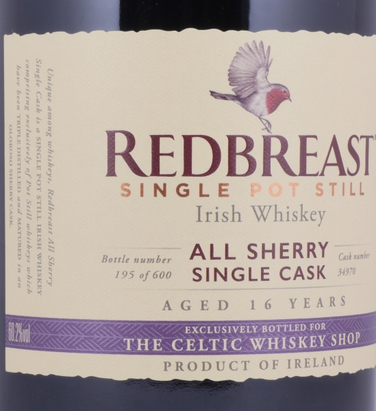 Redbreast 2002 16 Years Oloroso Sherry Cask No. 34970 Single Pott Still Irish Whiskey Cask Strength 60.2%