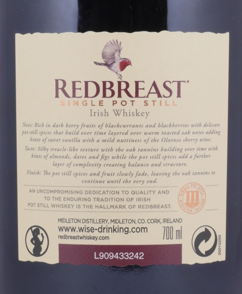 Redbreast 2002 16 Years Oloroso Sherry Cask No. 34970 Single Pott Still Irish Whiskey Cask Strength 60.2%