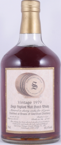 Braes of Glenlivet 1979 16 Years Sherry Butt Cask No. 16044 Signatory Vintage Highland Single Malt Scotch Whisky 60.4%