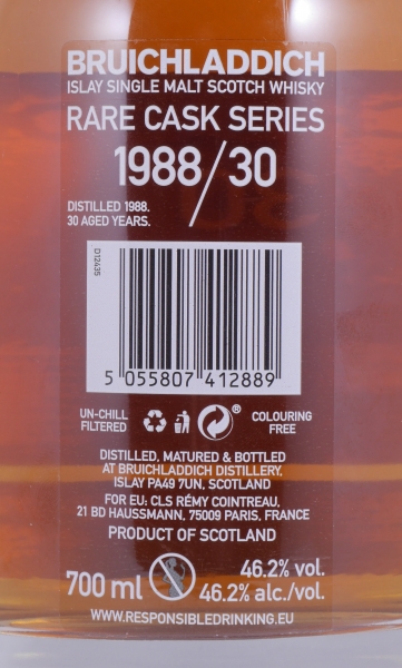 Bruichladdich 1988 30 Years Refill Bourbon und Refill Squat Hogsheads Rare Cask Series Islay Single Malt Scotch Whisky 46,2%