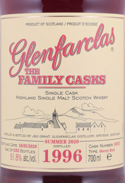 Glenfarclas 1996 24 Years The Family Casks First Fill Sherry Butt Cask No. 1073 Highland Single Malt Scotch Whisky 51,8%