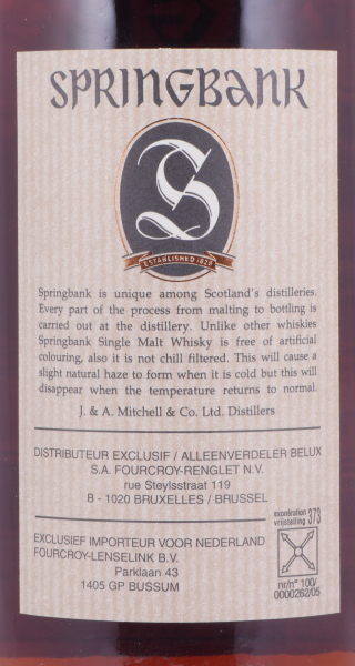 Springbank 21 Years Limited Edition Release 2000 for Benelux Campbeltown Single Malt Scotch Whisky 46.0%