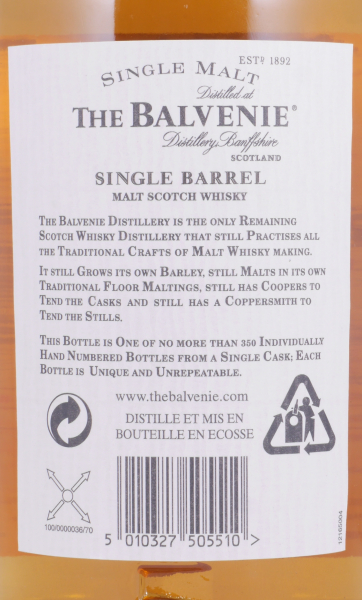 Balvenie 1988 15 Years Single Barrel Cask No. 6314 Highland Single Malt Scotch Whisky 47,8%