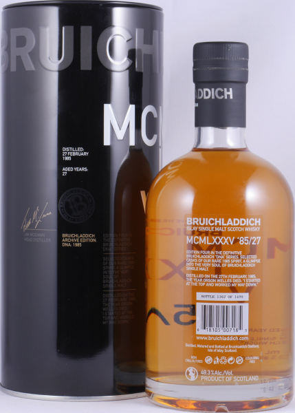 Bruichladdich 1985 MCMLXXV 27 Years 4th DNA Release American Oak Bourbon Casks Rare Islay Single Malt Scotch Whisky 49.3%