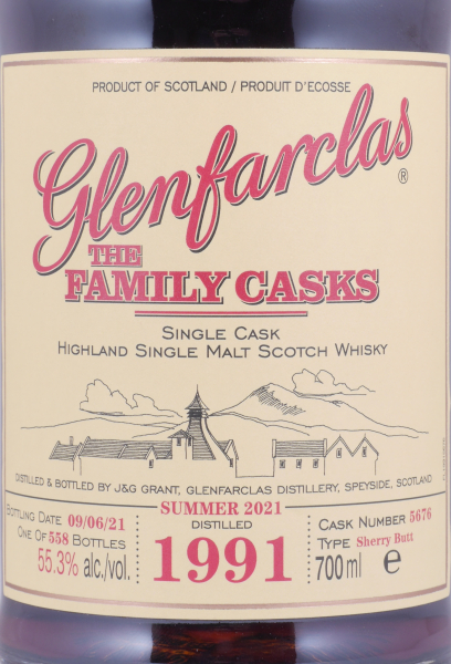 Glenfarclas 1991 29 Years The Family Casks 1st Fill Sherry Butt Cask No. 5676 Highland Single Malt Scotch Whisky 55.3%