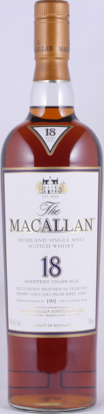 Macallan 1991 18 Years Sherry Oak Highland Single Malt Scotch Whisky 750ml Remy Cointreau NY 43.0%