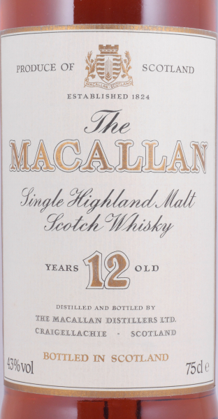 Macallan 12 Years Sherry Wood Highland Single Malt Scotch Whisky 43,0% old 75cl Bottling für JUMAC GmbH Bonn