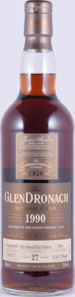 Glendronach 1990 27 Years Pedro Ximenez Sherry Puncheon Cask No. 7005 Highland Single Malt Scotch Whisky Cask Strength 53,4%