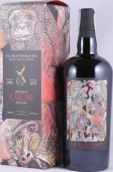 Caroni 1998 20 Years Single Cask No. WP98635 The Wild Parrott Red Full Proof Heavy Trinidad Rum 63.5%