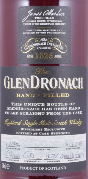 Glendronach 1994 25 Years Sherry Puncheon Cask No. 5086 Distillery Managers Exklusive Hand-Filled Highland Single Malt Scotch Whisky 54,7%