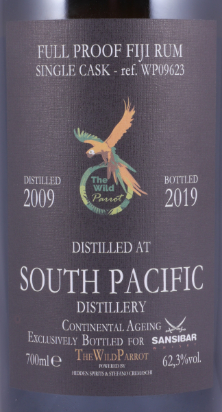 South Pacific 2009 10 Years Single Cask No. WP09623 The Wild Parrott Full Proof Fiji Rum 62,3%