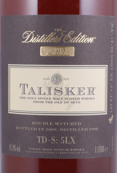 Talisker 1998 11 Years Distillers Edition 2009 Special Release TD-S: 5LX Isle of Skye Single Malt Scotch Whisky 45.8% 1.0L