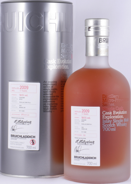 Bruichladdich 2009 11 Years 2nd Fill Pauillac Cask No. 3322 Micro-Provenance Single Cask Evolution Islay Single Malt Scotch Whisky 58,5%