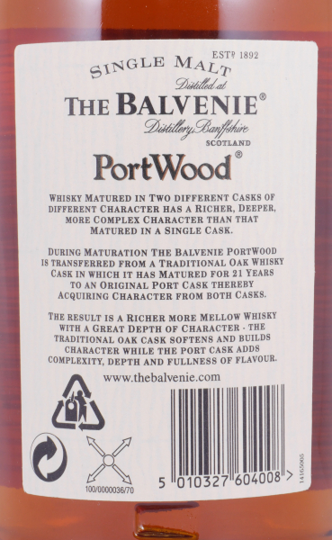 Balvenie 21 Years Port Wood Limited Release 2004 Highland Single Malt Scotch Whisky 40,0%