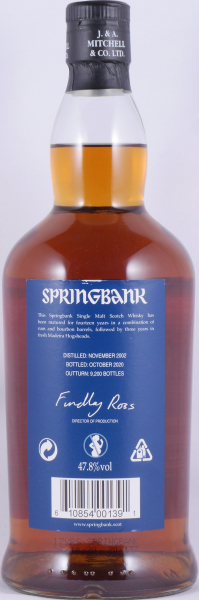 Springbank 2002 17 Years Madeira Wood Limited Edition Release 2020 Campbeltown Single Malt Scotch Whisky Cask Strength 47.8%