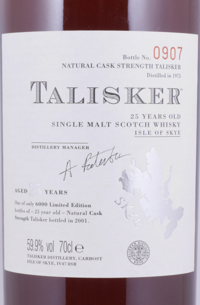 Talisker 1975 25 Years Limited Edition 1st Special Release 2001 Isle of Skye Single Malt Scotch Whisky Cask Strength 59,9%