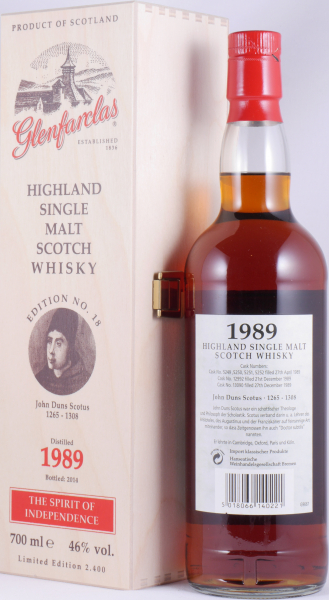 Glenfarclas 1989 24 Years Oloroso Sherry Casks Nos. 5249-52, 12992, 13090 Edition No. 18 John Duns Scotus Highland Single Malt Scotch Whisky 46.0%