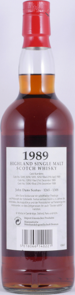 Glenfarclas 1989 24 Years Oloroso Sherry Casks Nos. 5249-52, 12992, 13090 Edition No. 18 John Duns Scotus Highland Single Malt Scotch Whisky 46.0%