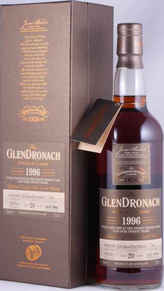 Glendronach 1996 20 Years Pedro Ximenez Sherry Puncheon Cask No. 1485 Highland Single Malt Scotch Whisky Cask Strength 53.0%