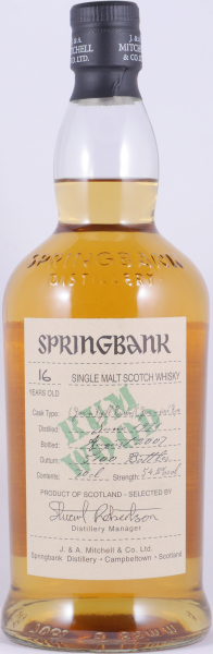 Springbank 1991 16 Years Rum Wood Limited Edition Campbeltown Single Malt Scotch Whisky Cask Strength 54.2%