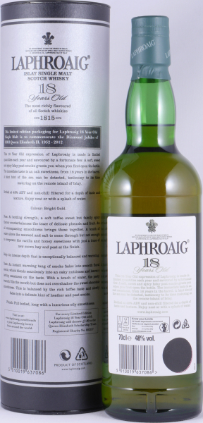 Laphroaig 18 Years Queens Diamond Jubilee 1952-2012 Limited Edition Islay Single Malt Scotch Whisky 48,0%